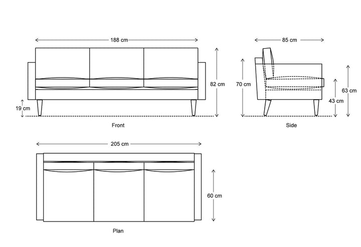 Swyft 3 Seater Sofa Model 01- Shadow