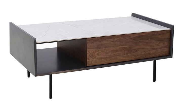 hyde coffee table wood marble elegant stylish walnut